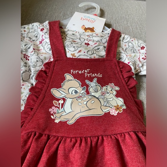 NWT Disney Bambi Baby Girls Pinafore Dress Set - Picture 5 of 9
